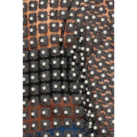 Pearl Beaded Lace Overlay Top - Picture 3 of 5